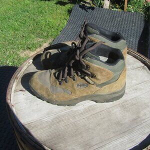 vtg vasque leather hiking boots brown green suede sz 10